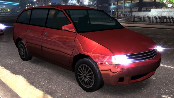 Unidentified red van MPV traffic car in Heatwarped